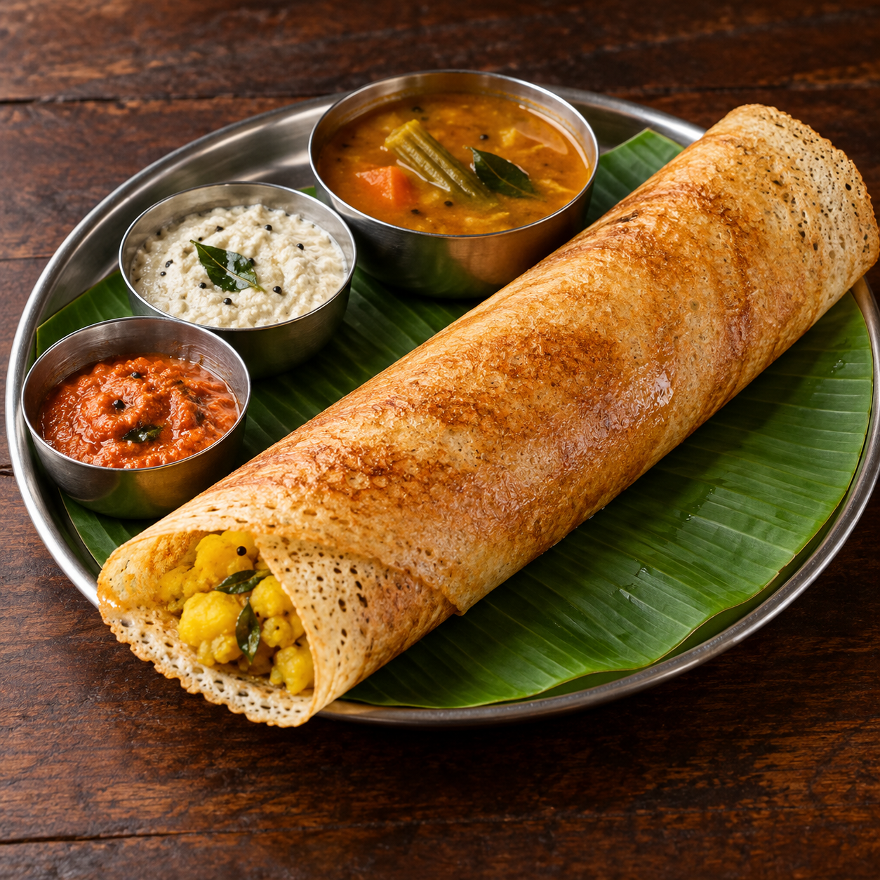 Golden dosa served with coconut chutney